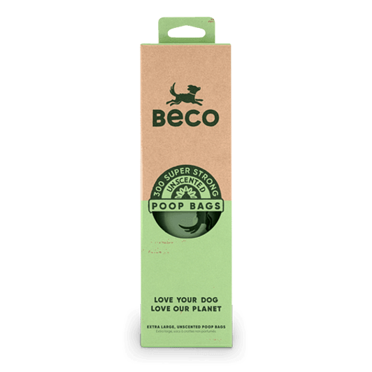 Big, strong and leak-proof. Our bags cater for almost all poop sizes (apologies to any owners of pet elephants). One large roll on a recycled cardboard core. Rest this box on your counter and pull the bags out one-by-one.