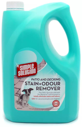 The dual-action odor eliminators are specifically targeted to instantly remove pet waste odours from your patio and decking. Simple Solution Patio & Decking Stain & Odour Remover uses the latest in bacterial enzyme technology to accelerate the breakdown of pet waste and give you professional results. The outdoor grass fragrance will leave your patio smelling the way nature intended. You don't need a miracle to remove stubborn pet stains and odours - just a Simple Solution.