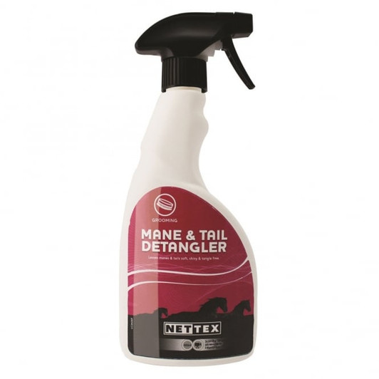 Nettex Mane & Tail Detangleris designed to detangle the tail instantly, this clever, non-oily formulation seals and coats the hair to discourage further knots from forming and helps prevent breaking or snapping. It helps to repel dust and dirt, too, saving you plenty of grooming time while keeping your horse’s mane and tail in tip-top condition.

Mane & Tail Detangler can last up to seven days after application making it a cost-effective choice too.

Here are some its key features:

Cost effective – a little goes a long way.
Leaves hair soft, shiny and clean.
Non-sticky, non-oily formula prevents hair breaking or snapping.
Helps repel dust and dirt.
Can help to minimise loss of mane in the winter through wearing neck rugs.
Can last for up to 7 days after application.
Can be applied to wet or dry manes and tails.
Ideal for use on native breeds with very thick, coarse manes to maintain a tangle free finish for days.