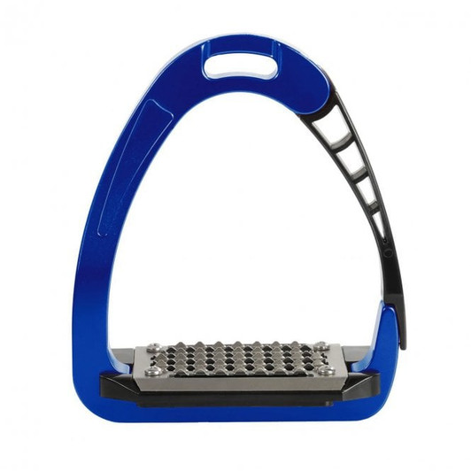 Patented side opening stirrup with a unique HiFLex stress activated locking & release mechanism with big opening in case of emergency.  This stirrup is comprehensively tested and safety certified by TUVRheinland in Germany and has a reliable "one click" reengagement of the stirrup locking and release mechanism once triggered.


The inner stirrup arm and footplate constructed of continuous integrated metal.  The stirrup bow is made of aluminium, while the opening arm is made of a special polyamide material. The stirrup pad is made of polyamide, too, and the tread is fabricated from stainless steel.