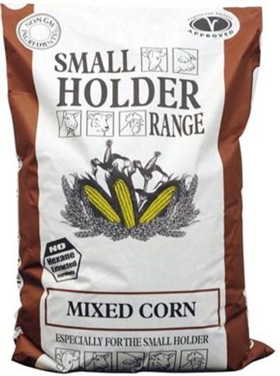 Wheat with Non-GM Maize. A healthy and nutritious mixed corn treat for your birds.

For good strong egg shells and optimum nutrition, treats should only be fed in the afternoon, after your chickens have eaten their complete feed and no more than an egg cup full (around 20g) for each bird should be given.