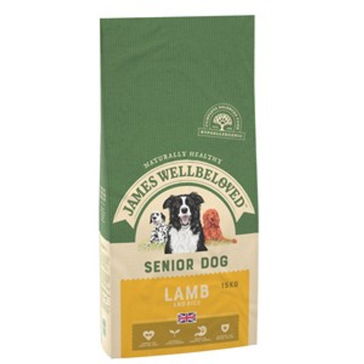 Naturally healthy, this dog food is suitable for dogs who require a hypo-allergenic food, this can be good to soothe skin irritation and to stop loose digestion.

Included in their formular The Wellbeloved Senior contains a special mix of chondroitin, glucosamine and herbs to help lubricate dog's joints and ligaments, aiding mobility, along with oats for energy. Delicious and crunchy, smothered in lamb gravy this food is British made for freshness and quality.

The Wellbeloved Senior food contains no soya, meaning it does not swell up when wetted inside your dog's stomach, unlike many other dry foods. For better dental and oral hygiene, either feed dry or wet without leaving the food to soak. For more tender teeth or gums, soak the kibble until soft before feeding.