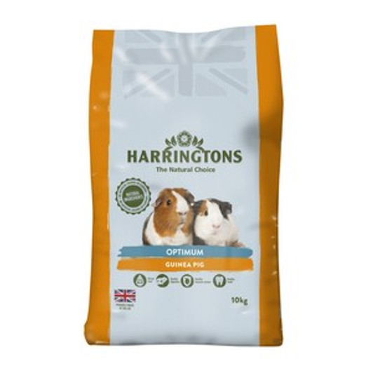 The Harringtons Optimum Guinea Pig food is designed as a complementary feed to support your guinea pigs health, immune and digestive system. The single all-in-one nuggest help to prevent selective feeding. The recipe contains extra vitamin C to help keep your guinea pig healthy and it uses high quality ingredients and vitamins and minerals to support your pets immune system.  Each bag of Harringtons Optimum Guinea Pig food contains no artificial colours or flavours and no added sugar. 

- Antioxidant vitamins A and E help to support a healthy immune system.

- Quality sources of fibre essential for healthy digestion.

- Added prebiotic to help support digestive function.

- Calcium and phosphorous for strong teeth & bones.

This is a nutritionally balanced, all-in-one nugget to help prevent selective feeding and with added apple and grape for extra tastiness, we are sure your guinea pigs will love this food.