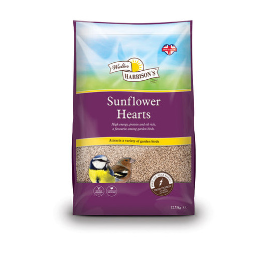 Walter Harrisons Sunflower Hearts are packed with high levels of energy, protein and essential oils.

The Hearts are a favourite among a wide variety of garden birds, and are 100% husk free, meaning no waste and no mess.