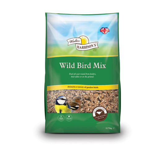 The Walter Harrisons Wild Bird Mix is a carefully selected nutritious mix will attract a variety of birds to your garden. it can be fed all year round from a seed feeder, bird table or the ground.