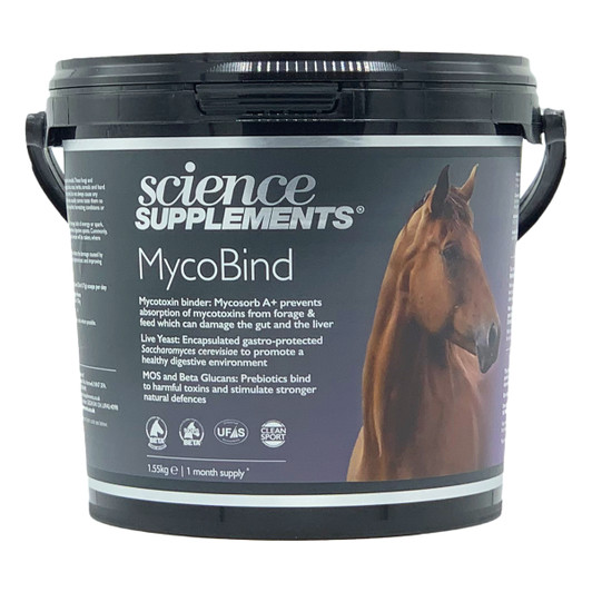 Helps prevents the absorption of mycotoxins from forage and feed
Supports a heathy digestive environment
1.55kg tub provides a 1 month supply for a 500kg horse