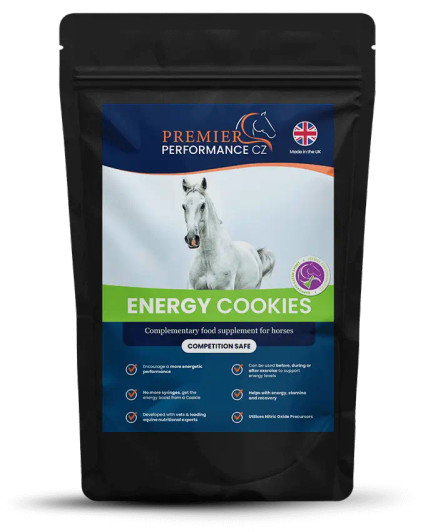 Built on the same powerful and effective foundation as the rest of the Premier Performance range. Energy Cookies are used to encourage a more energetic performance from your horse. Developed to support energy levels for stamina, strength and recovery without causing short term fizz.

Energy Cookies can be used before, during or after exercise to support energy delivery to the horse. They boost with so many essential amino acids and are easy and flexible to use short term or long term.

The Energy Cookies are the go to solution for any horse that tires easily, it supports the output in performance horses and will help with heat and travel fatigue. It is a useful solution for horses with special dietary requirements including those that needs a calorie controlled or grain free diet.