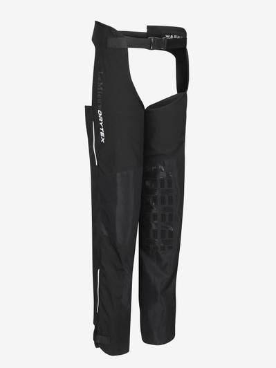 Take on all winter weathers with the LeMieux DryTex Stormwear Waterproof Chaps which are packed full of practical and stylish features.


Made from breathable yet durable material with unique membrane and taped seams, these full chaps are fully waterproof and perfect for wet days at the yard - the rain simply beads and runs off! Waterproof rating of 5000mm and a Moisture Vapour Permeability (MVP) rating of 4000mvp.


The fleece lining provides an extra layer of warmth on the chilliest of days


Elasticated foot straps stop the bottoms rising up whilst riding and the silicone knee grips ensure stability in the saddle. Reinforced knees and inner lower leg give added durability making sure these chaps withstand the hard work of winter.


Elasticated waist band gives a comfortable and secure fit and the Velcro adjustments around the bottom makes getting them on over breeches or jeans easy.


Finished with LeMieux DryTex detailing and a flattering fit