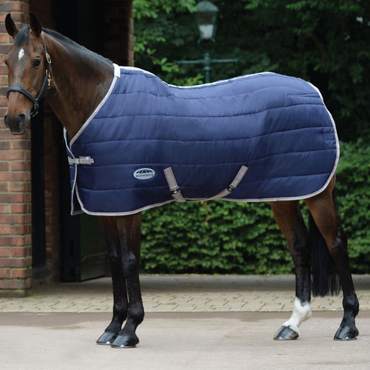 A great every day stable rug: The WeatherBeeta ComFiTec 210D Channel Quilt Standard Neck Medium stable rug features a 210 denier channel quilted outer with a 210T polyester lining, warm 250g of polyfill with channel quilt design to keep the polyfill in place for optimum coverage and single adjustable front buckle closure with touch tape, twin low cross surcingles and tail cord.