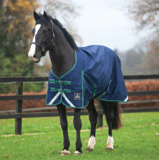 This Mackey Keadeen Standard Neck 100G Turnout Rug boasts a 600D ripstop outer, 100g filling, and a waterproof and breathable 210D polyester lining to ensure optimal protection.

With features like twin strap breast buckle, leg gussets, tail flap, detachable leg straps and rubber-ringed cross surcingles, this rug is sure to keep your horse comfortable and safe. Plus, its added reflective strips on the front, back, and tail flap make it visible even in low lighting. A name plate on its interior is the perfect finishing touch.