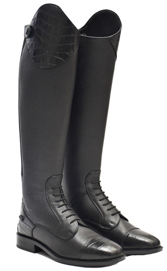 Rhinegold De-Luxe Leather Riding Boots With Mock Croc Trim