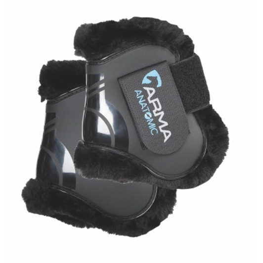 ARMA SupaFleece fetlock boots offer protection to vulnerable areas whilst open straps allow the horse to feel his way. The anatomic impact resistant outer shell to deflects blows on contact whilst allowing flexion. Luxurious SupaFleece fur increases air circulation, wicking moisture and heat away and cushions against impact. Ergonomically shaped. Smooth, rounded edges and recessed stitching for durability. High impact protection. Double touch close fastenings with stretch inserts. Quick dry. Breathable cooling system. Contoured superior fit. Durable and lightweight.