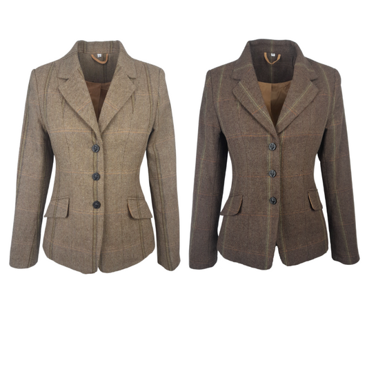 The Phoebe tweed jacket is perfect for the show ring. A neat tailored jacket that will have you looking super smart in the ring. Complete with traditional fox head buttons.