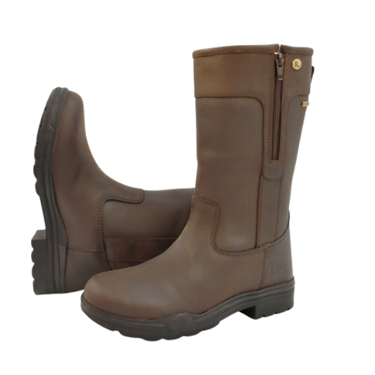 A refined classic mid-calf country boot with subtle logo hardware detailing and a half side zip for confident use and fit. The Hampton is a waterproof country boot that is ready for anything.