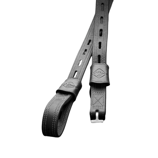 Gain valuable inner leg contact with your horse with these innovative mono-strap stirrup leathers. Designed for comfort and reduced bulk under the saddle flap, they use a simple leather loop and T-bar structure to rethink the way that stirrup leathers work.

Linking to the saddle using a simple, flat leather loop, these stirrup leathers eliminate the need for a bulky steel buckle that fastens most traditional stirrup leathers. They use a cleverly designed T-bar fastening to loop through and adjust the stirrup length near the stirrup iron, eliminating the need to double up the stirrup leather along its length as traditional leathers do. A neat leather cover, stamped with the LeMieux logo, covers the join for protection and style.

These stirrup leathers represent a trustworthy, quality choice. They are made from premium soft pre-oiled leather with a non-stretch nylon core to prevent extending and unevenness.