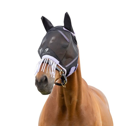 Hy Equestrian Mesh Half Mask with Ears and Fringe