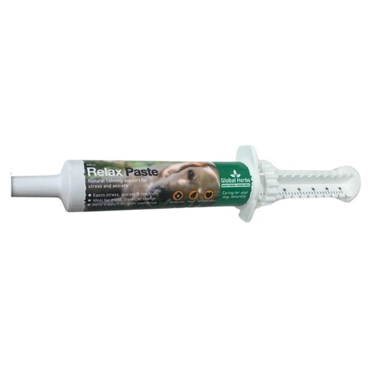 Relax is a gentle yet effective natural supplement designed to ease anxiety and support behavioural balance. Whether your dog is prone to stress, reactive to loud noises, or struggling with behaviour issues, Relax works to soothe their nervous system and support overall well-being. Made with carefully selected herbal ingredients, Relax is safe for long-term use and can be a valuable part of your dog's training and behavioural routine.
Why Relax?
· Provides a calming effect on the nervous system to help dogs cope with everyday stress, separation anxiety, or unexpected triggers like fireworks or travel.
· Helps your dog stay calm and focused, making it an ideal companion to behaviour modification and desensitization programs.
· A great support tool for dogs in demanding environments - whether it’s a working dog, a show dog, or a recently rescued pet adjusting to a new home.
Whether your dog is dealing with ongoing anxiety or just needs help through occasional stressful moments, Relax offers a safe and natural way to restore balance. With regular use, your dog can learn to navigate the world with more confidence and comfort. Relax is a gentle yet effective natural supplement designed to ease anxiety and support behavioural balance. Whether your dog is prone to stress, reactive to loud noises, or struggling with behaviour issues, Relax works to soothe their nervous system and support overall well-being. Made with carefully selected herbal ingredients, Relax is safe for long-term use and can be a valuable part of your dog's training and behavioural routine.
Why Relax?
· Provides a calming effect on the nervous system to help dogs cope with everyday stress, separation anxiety, or unexpected triggers like fireworks or travel.
· Helps your dog stay calm and focused, making it an ideal companion to behaviour modification and desensitization programs.
· A great support tool for dogs in demanding environments - whether it’s a working dog, a show dog, or a recently rescued pet adjusting to a new home.
Whether your dog is dealing with ongoing anxiety or just needs help through occasional stressful moments, Relax offers a safe and natural way to restore balance. With regular use, your dog can learn to navigate the world with more confidence and comfort.
