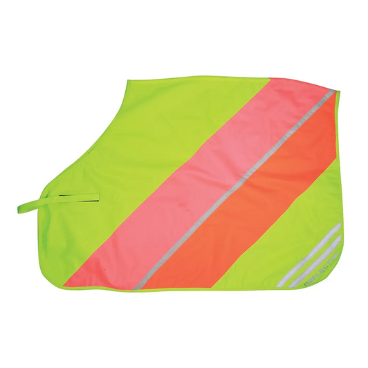 Stay safe out hacking all year round with the lightweight yet waterproof Reflector Quarter Mesh Exercise Sheet. This eye-catching sheet features a fluorescent outer to make you as visible as possible to other road users, allowing you to be seen more clearly. Reflective strips and logo give off a bright glow when subjected to bright sun or lights to optimise visibility. The waterproof outer is lined with breathable mesh to help prevent your horse from overheating and has moisture wicking properties. This quarter sheet features a touch tape fastening to allow for it to be attached safely to the saddle and fillet string to back secure. Stay safe out hacking all year round with the lightweight yet waterproof Reflector Quarter Mesh Exercise Sheet. This eye-catching sheet features a fluorescent outer to make you as visible as possible to other road users, allowing you to be seen more clearly. Reflective strips and logo give off a bright glow when subjected to bright sun or lights to optimise visibility. The waterproof outer is lined with breathable mesh to help prevent your horse from overheating and has moisture wicking properties. This quarter sheet features a touch tape fastening to allow for it to be attached safely to the saddle and fillet string to back secure.