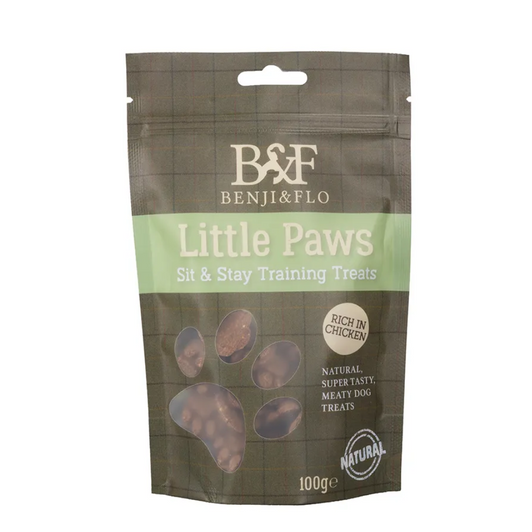 Benji & Flo “Little Paws” natural dog treats combine delicious flavours from real meats, vegetables and wholesome ingredients. These treats are free from artificial additives and not only satisfy your dog’s taste buds but also support their health with nutritious, low-calorie goodness. These Sit and Stay Training Treats are packed with tasty chicken and liver to help reward and encourage good behaviour.Making them a popular healthy treat for your best friend!