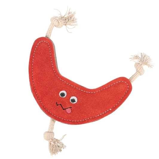 The Benji & Flo Crazy Faces Dog Toy range is guaranteed to be a favourite! Made from a natural jute felt and soft suede, this toy features rope knots – ideal for interactive play time or chewing. This tough, long lasting and eco-friendly toy will keep your dog entertained for hours!Pets should always be supervised when playing with toys. Remove if your dog chews off any pieces. Not machine washable. No toy is indestructible.