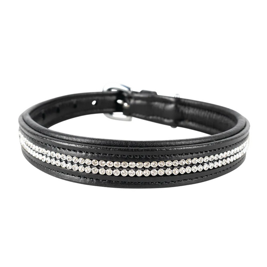 The Benji & Flo Dazzling Diamante Dog Collar is a luxurious and stylish accessory for your dog, designed to make them stand out with elegance and sparkle. This collar is adorned with shimmering diamante crystals that catch the light, creating a dazzling effect as your dog moves. Crafted from high-quality materials, it offers both durability and comfort for your dog, while adding a touch of glamour to their look. The collar has an adjustable buckle to ensure the perfect fit and includes a matching Benji & Flo hang tag. We also recommend that you must be able to fit two fingers between the collar and the neck. Replace collar at the first sign of damage