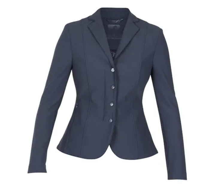 Minimalistic but full of elegant features, the Aubrion Stafford show jacket has a modern saddle-skimming length and a slim contour shape. Satin is piped around the jacket edge for definition, cuffs are zipped for an immaculate silhouette. Multiway flex-fit fabric and unlined sleeves give the competitive rider total freedom and a sleek look. Perforated side and under arm panels look stylish and offer targeted ventilation, fabric is quick drying and breathable. Style detail: sport active fit, satin piping detail, flattering zip fastening with self-colour embossed press studs, zipped cuffs, satin body lining, hidden zip side pockets, rear double vents, Aubrion prints.