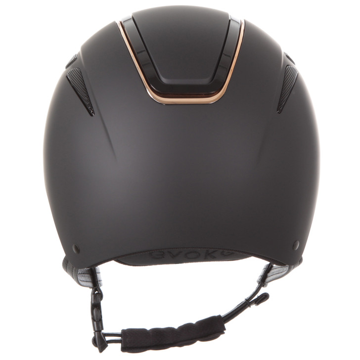 Introducing the star in our galaxy, the Callisto Classic peaked riding helmet in a matt black finish with stunning high shine rose gold & black vent, finished off with a matching rose gold & black evoke logo at the forehead. A pinnacle of style, safety and sophistication.





Conforms to PAS 015: 2011 Standard; EN 1384 2023

Kitemarked to PAS 015: 2011
CE & UKCA marked
Lightweight ABS peaked helmet* with triple ventilation
Soft touch four-point adjustable leatherette harness

Individual centimetre sizing