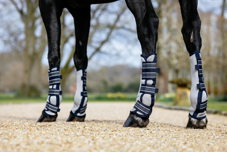 Fight the flies with the protection of Arika Mesh Fly Boots, perfect for the field or stable.

The lightweight, highly breathable 3D mesh outer keeps legs cool, allowing air to flow through the boot. Flexible reinforced webbing retains the tall shape, while the darted fetlock fits close to the leg. Hook and loop tabs ensure a precise fit.

The super soft mesh inner lining provides complete comfort. These boots can also help prevent ticks and bot eggs.

Sold in a set of four, including two front and two hind boots.
