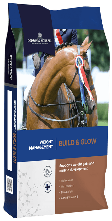 Build & Glow is a complementary feed specifically for horses and ponies needing to gain weight. 

Formulated to give an outstanding source of dense and concentrated calories, our Build & Glow is ideal for show horses and ponies, those who are poor doers or individuals going through a period of unwanted weight loss.