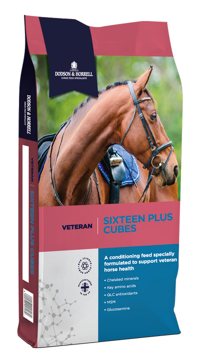 A conditioning feed specifically formulated to support veteran horse health.

Sixteen Plus Cubes are a ideal high calorie solution for your veteran. They supply a source of quality protein, providing essential amino acids with added L-Lysine to support muscle mass. They also contain chelated minerals to support absorption and activity in the body and vitamin E to support immune function. With added MSM it also supports joint health, helping your veteran get the best nutritional intake.