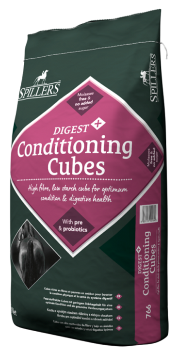 Spillers Digest Plus Conditioning Cubes are high calorie conditioning cube designed to build condition whilst maintaining a healthy digestive system. They are rich in highly digestible fibre and high in oil to provide slow release energy and reduce the reliance on cereal starch.

This low starch, molasses free feed with no added sugar reduces the risk of excitability and supports gastric and digestive health.

With pre and probiotics to support a healthy population of good bacteria and quality protein to support good muscle tone and topline development. Also with added vitamins and minerals to provide a balanced diet every day.