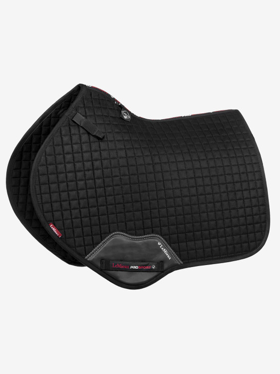 Now with a New Super Soft Suede Binding and New PU Leather Girth Protection area, the classic Close-Contact cut from LeMieux is designed to fit a wide range of more forward cut jumping saddles. Now one of the most iconic jumping pads with its high wither, elasticated D-Ring tabs and swept back profile . These saddle pads offer a very sleek and professional look to anyone’s saddle. The luxurious suede top side and new soft suede binding is complimented by super soft Bamboo lining which absorbs & controls sweat under the saddle and is beautifully comfortable and secure - minimising friction even on sensitive skinned horses. Girth keepers incorporate inner locking loops to offer more girthing options.