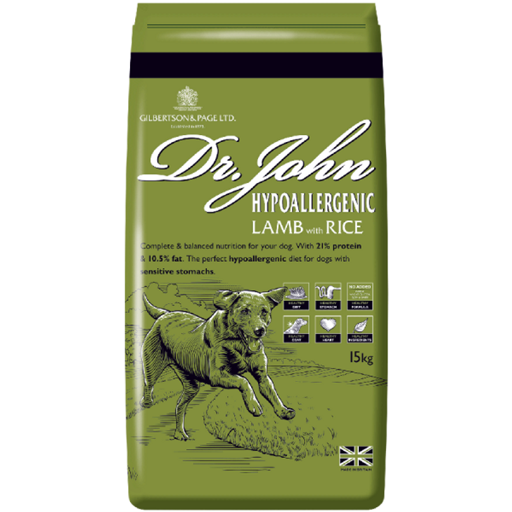 A hypoallergenic diet, made without wheat and with 26% lamb, suitable for working dogs with sensitive stomachs or those who have difficulty digesting wheat.