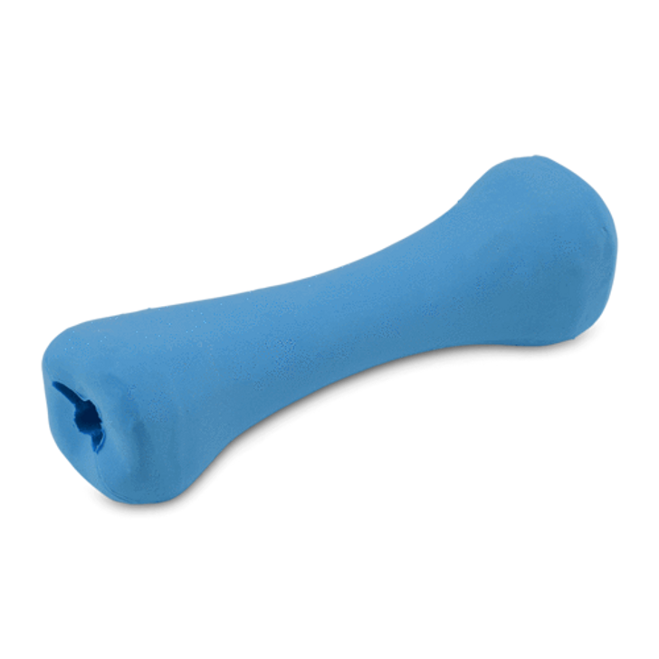 Give a dog a bone. A natural rubber bone at that. This tough chew toy is made from thick and springy rubber and suited for the heaviest of chewers. No toy is indestructible but this is as close as we get.