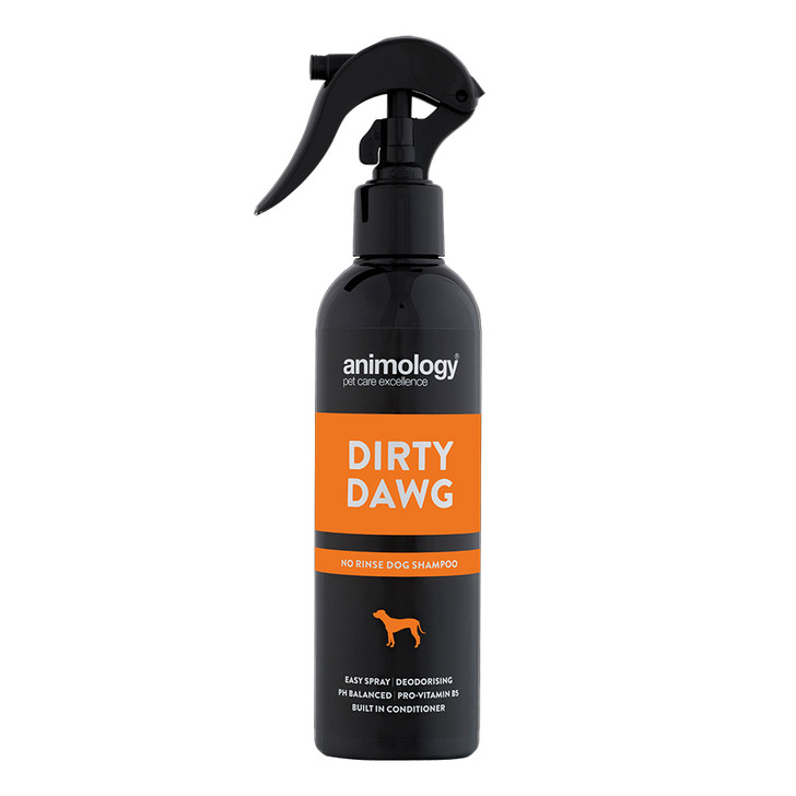 Dirty Dawg is a vitamin and conditioner enriched no-rinse dog shampoo spray with a deep cleaning action that removes dirt and odour.

Deodorises and removes dirt
Mild and pH balanced formulation
Infused with our ‘Signature’ scent for a fresh smelling coat