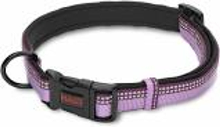 The Halti Comfort Collar is a simple yet practical collar that is easy to adjust, with a strong and secure 3 point button release clip. Soft neoprene padding offers a comfortable fit for your dog all day long. Reflective stitching increases the visibility and safety of your dog in low light.The Halti Walking Range boasts the same quality and expert design that our customers have come to expect from Company of Animals, the makers of the world-famous Halti Headcollar. Bringing together style and functionality, the range comes in four vibrant colors with a smart two-tone webbing.