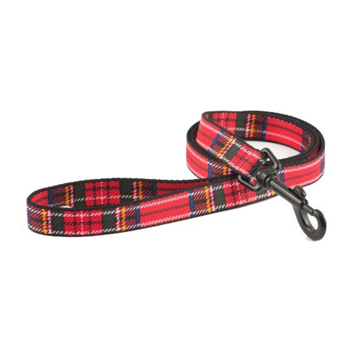 Super Softpolyester printed nylon strapping with traditional tartan design. Self coloured quick release buckles on the collars and hard wearing metal trigger hooks on the leads.