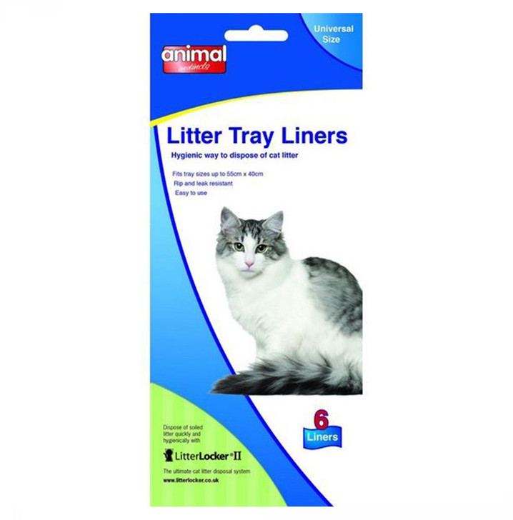 These cat litter tray liners from Animal Instincts are simple to use and a hygienic way to dispose of cat litter with twist-tie closure. Ideal to use with non-clumping cat litter that needs to be removed entirely from the litter tray at once.

• Tear and leak resistant
• Easy to use
• Pack of 6