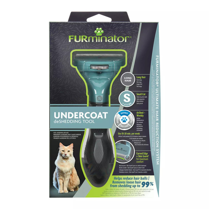 By reducing shedding up to 90%, the Furminator Deshedding Tool enables you to share your home with your cat, without surrendering it to his hair. The Long Hair deShedding Tool for Large Cats is specially designed for cats that are 5kg or more with hair that is longer than 2 inches.

The long hair stainless steel edge reaches deep beneath your cat's long topcoat to safely remove undercoat and loose hair, The FURejector button cleans and removes loose hair from the tool with ease.