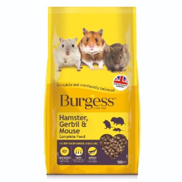 Burgess Hamster, Gerbil and Mouse is a complete and balanced food perfect for your small furry.
Our carefully crafted recipe will provide all the nutrients your pet needs to stay happy and healthy.
With no artificial colours, flavours or preservatives our nuggets are naturally healthy.
Contain Linseed to support healthy skin and coat and is specially designed into small pieces for little mouths.
Suitable for Syrian Hamsters, Dwarf Hamsters, Gerbils and Mice.
