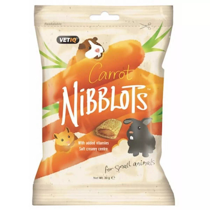 VetIQ Nibblots Small Animal Treats are a new range of tasty treats which have been specially formulated to support the wellbeing of your small pet. Each treat is made up from a smooth fruit or vegetable centre, surrounded by a crispy cereal shell.

The treats contain added vitamins and Omega-3 to help promote healthy skin and coat, and have no added artificial preservatives.