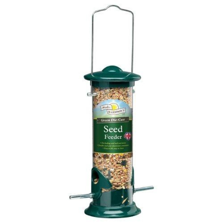 Walter Harrisons Premium quality stylish die-cast aluminium feeder, in attractive green colour finish. Manufactured from strong metal components. Durable, weather resistant. Easy to fill and clean.