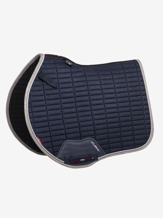 The new EuroJump range marks an exciting collaboration with Scott Brash, the world’s no 1 showjumper. These pads have been developed to precisely fit the cut of modern jumping saddles.

Swept up at the back to avoid catching the riders leg. New super soft Bamboo linings absorb & control sweat under the saddle and are beautifully comfortable and secure.

A new linear quilting pattern is complimented by the high quality suede outer finish and co-ordinated braid. Wider girth keepers incorporate three inner locking loops to offer more girthing options.