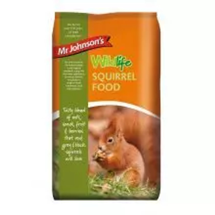 Mr Johnson's wildlife squirrel food is a premium complementary food suitable for red, grey & black squirrels. Containing sunflower seeds, mixed nuts, pine nuts, peanuts, rowan berries & dried apple.