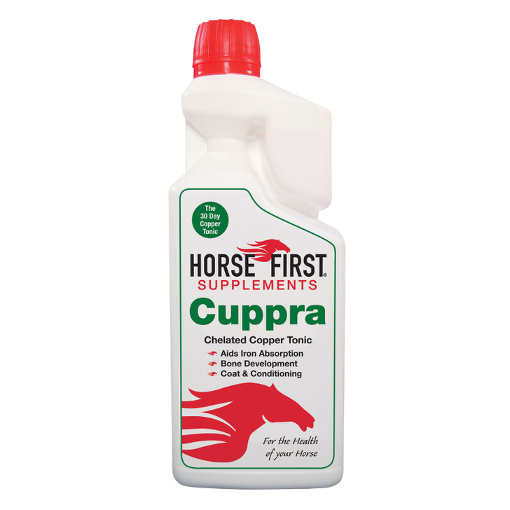 Cuppra is the ultimate copper top-up with a multitude of health benefits. It has a high copper availability for coat and conditioning.

Give a course of Cuppra if you notice your horse is lacking stamina or if its coat is not looking as healthy as it should.