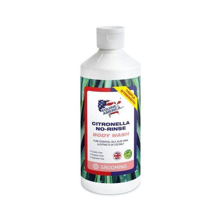 A completely natural, no rinse coat wash which offers the ultimate care for your horse. It has a gentle blend of cruelty- free, paraben-free and sulphate-free ingredients, including Aloe Vera, to support skin which has been affected by lumps, bumps and rashes or mild irritations.

Citronella No-Rinse is perfect for using a hot cloth on your horse or pony after clipping, or to give a deeper clean if needed especially in the summer months to keep the flies away!

During the summer months, it’s great for lifting sweat and grease without having to give a full bath! It can be used undiluted for a quick clean, or you can also dilute it and use as a full body wash. The best part no need to rinse afterwards!

Leave your horse looking super shiny and smelling great.