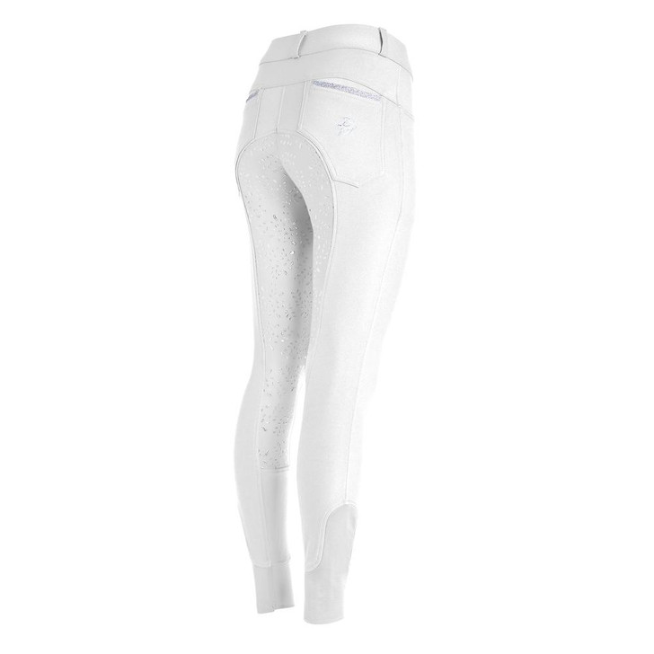 Legacy Bamboo Riding Breeches – These super soft and hard-wearing breeches are stylish, flattering, eco-friendly, breathable and sweat-resistant. Made using Bamboo, our breeches are naturally UV protected and hypo-allergenic with antibacterial properties. They feature a silicone grip full seat to give the rider extra security when in the saddle.  The rear pockets are embellished with our logo and the pocket opening has a silver glitter band adding a subtle sparkle.