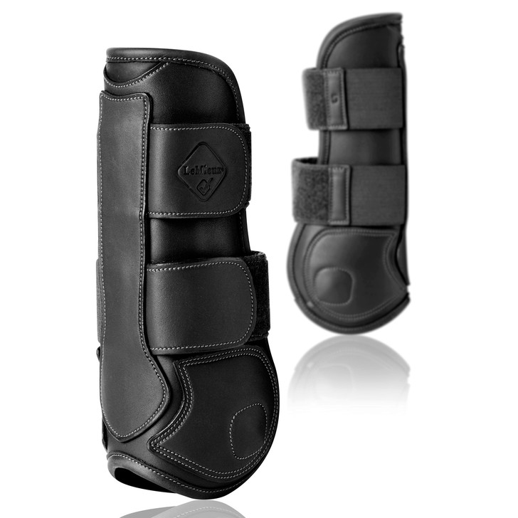 Classical style with cutting edge protection. These leather tendon boots are made from top-quality soft leather that moulds beautifully to the leg. The stitching detail defines the key anatomic sections whilst the soft contoured top is cut back to allow no restriction on the tendon when jumping. Designed with low friction EVA lining, these boots give style, performance and function. Double lock velcro straps ensure the perfect fit and adjustability.