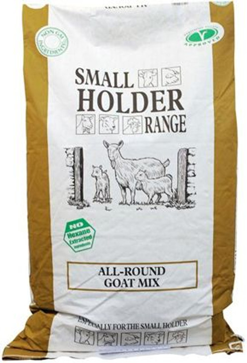 The Smallholder Range All Round Goat Mix is a nutritious goat mix suitable for all mature goats. With a light molasses coating for palatability.

Includes yeast and a prebiotic for healthy digestion
Balanced with essential vitamins and minerals.