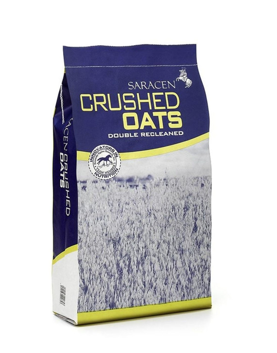 Saracen Crushed Oats are carefully selected from growers to meet a set nutritional specification. Cruszhed Oast are highly digestible and naturally high in quick releasing carbohydrates making them the grain of choice for trainers and breeders.
